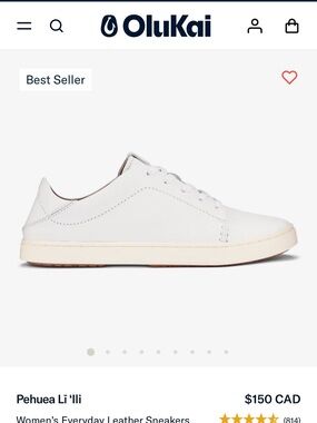 OluKai Pehuea Liʻili Leather Sneaker — White size 9